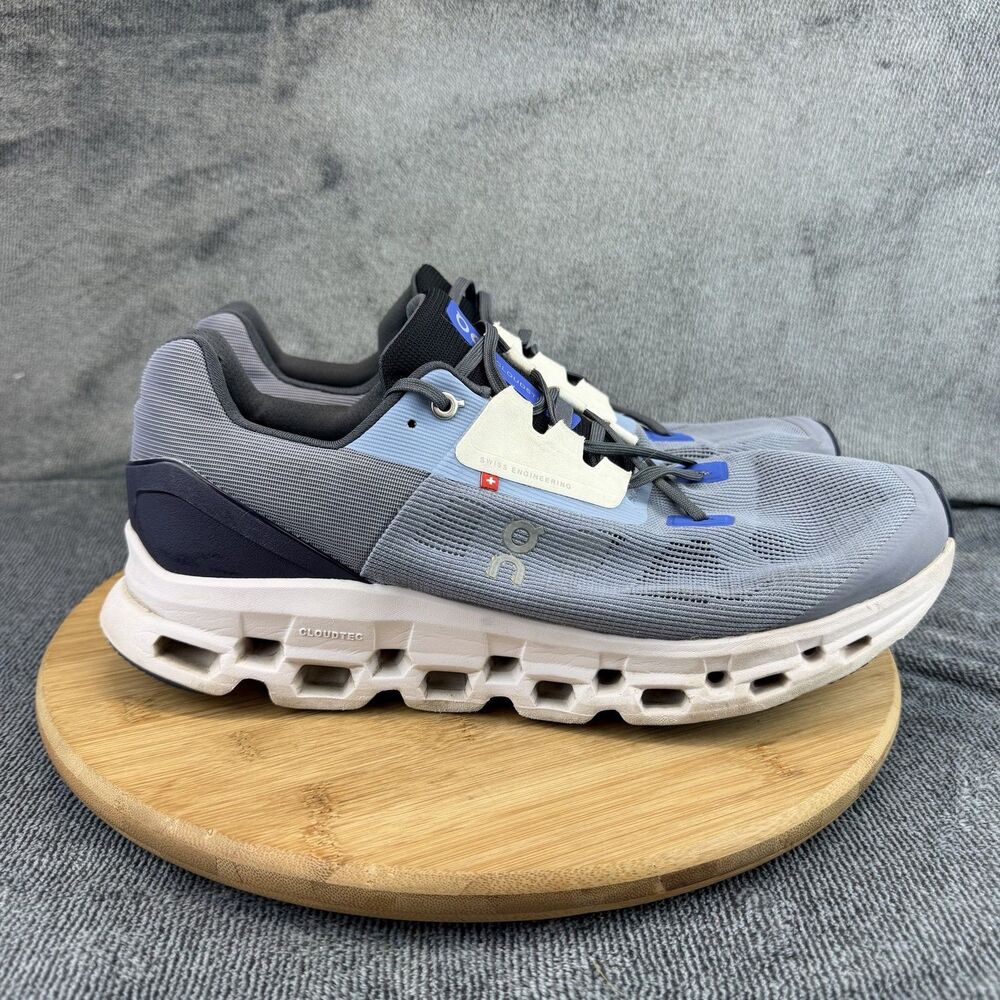 On Cloudstratus Shoes Mens Size 13 Gray Blue CloudTec Helion Running Sneakers